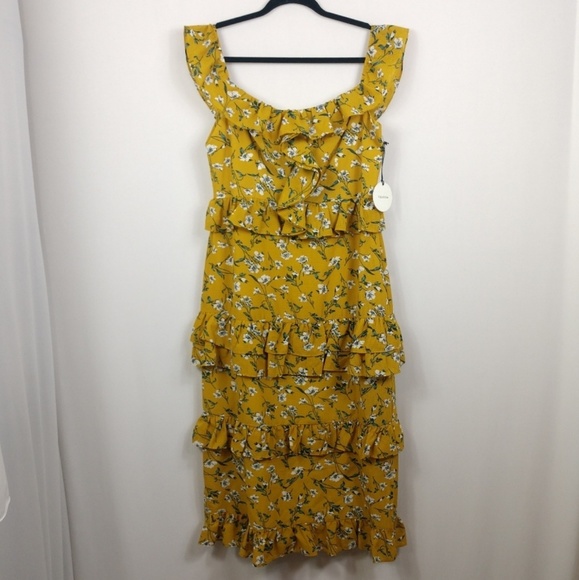 NWT Tularosa Lily Dress Yellow Floral x Revolve - Picture 6 of 8